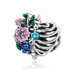S925 Sterling Silber Herz-Rippen-Blumenperlen DIY Armband Halskette Accessoires, Herz-Rippen-Blume