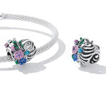 S925 Sterling Silber Herz-Rippen-Blumenperlen DIY Armband Halskette Accessoires, Herz-Rippen-Blume