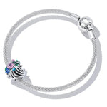 S925 Sterling Silber Herz-Rippen-Blumenperlen DIY Armband Halskette Accessoires, Herz-Rippen-Blume