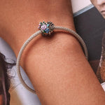 S925 Sterling Silber Herz-Rippen-Blumenperlen DIY Armband Halskette Accessoires, Herz-Rippen-Blume