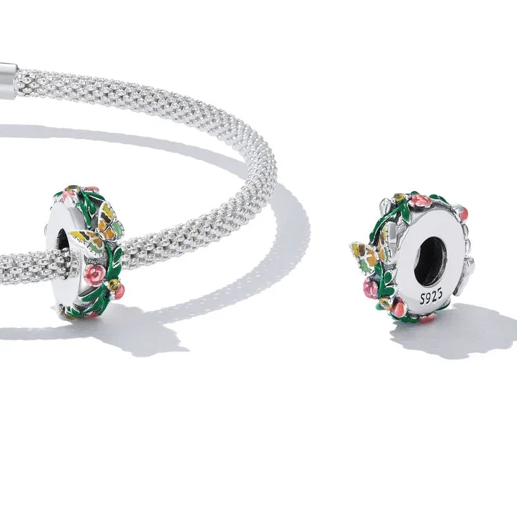 S925 Sterling Silber Schmetterlingsblumenperlen DIY Armband Halskette Accessoires, Schmetterlingsblume