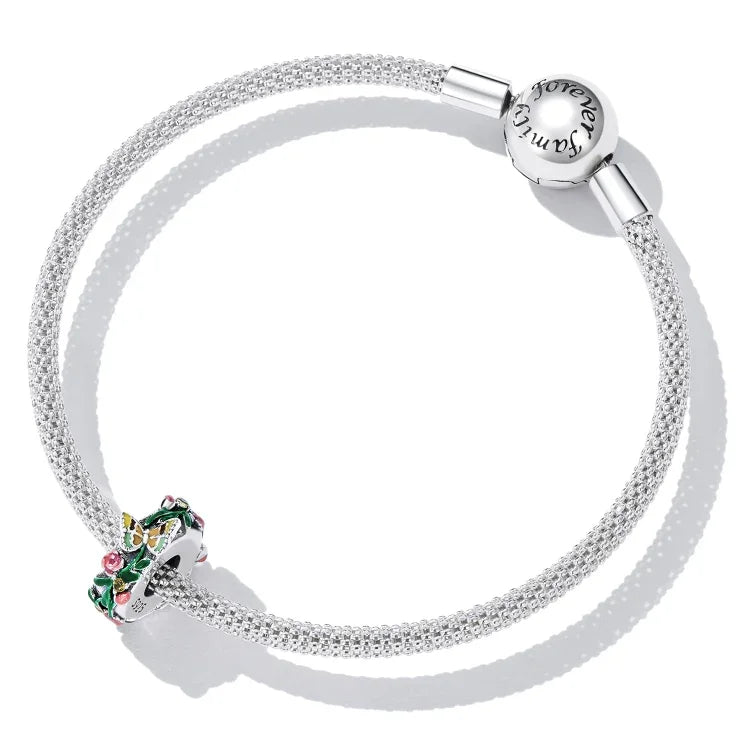 S925 Sterling Silber Schmetterlingsblumenperlen DIY Armband Halskette Accessoires, Schmetterlingsblume