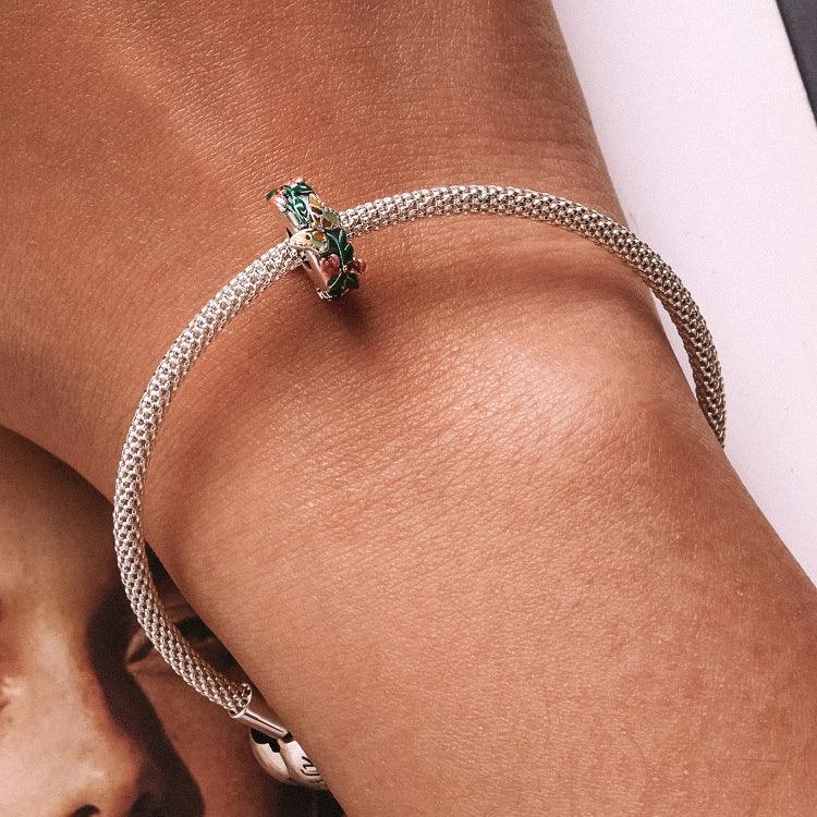 S925 Sterling Silber Schmetterlingsblumenperlen DIY Armband Halskette Accessoires, Schmetterlingsblume