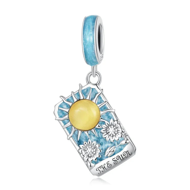 S925 Sterling Silber Tarot-Sonne Anhänger DIY Armband Halskette Accessoires, Tarot Sonne