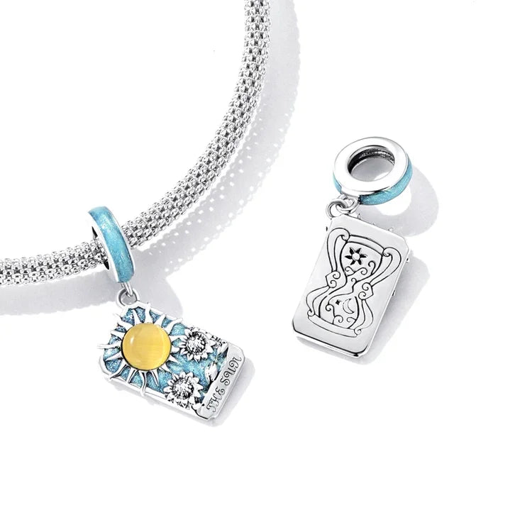 S925 Sterling Silber Tarot-Sonne Anhänger DIY Armband Halskette Accessoires, Tarot Sonne