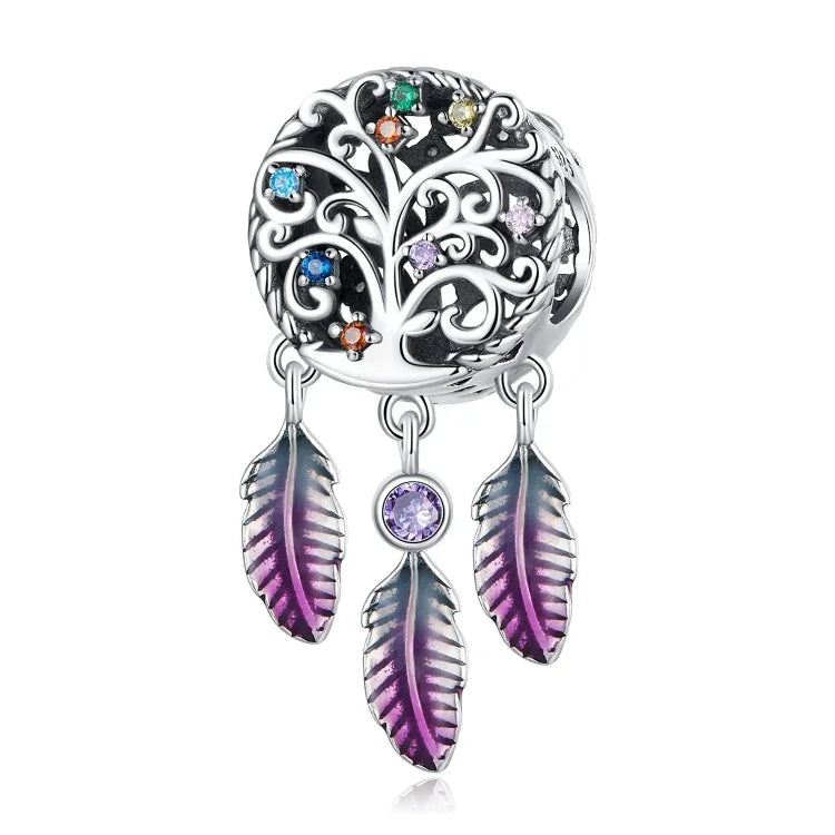Traumfänger-Perlen aus 925er Sterlingsilber mit Lebensbaum-Motiv – DIY-Armband- und Halsketten-Accessoires