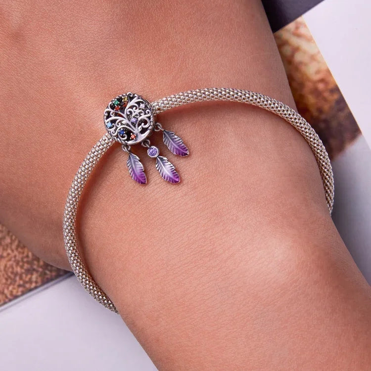 Traumfänger-Perlen aus 925er Sterlingsilber mit Lebensbaum-Motiv – DIY-Armband- und Halsketten-Accessoires