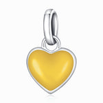 S925 Sterling Silver Heart Pendant DIY Bracelet Necklace Accessories, Heart Pendant (Yellow), Heart Pendant (Blue), Heart Pendant (Pink), Heart Pendant (Purple)