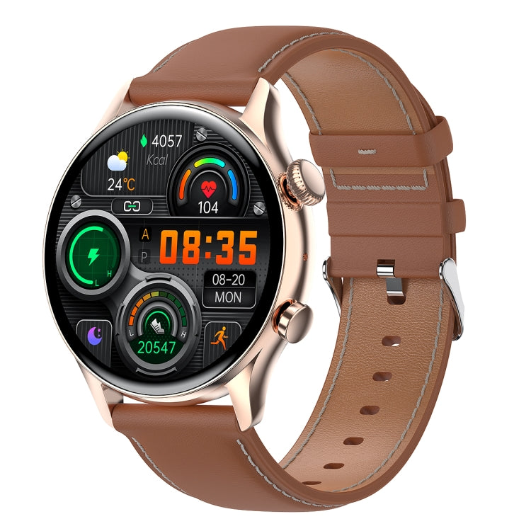 HK8Pro Smartwatch mit 1,36 Zoll AMOLED-Bildschirm, Lederarmband, NFC-Funktion und Blutsauerstoffmessung, Lederarmband (Schwarz), Lederarmband (Gold), Lederarmband (Silber)