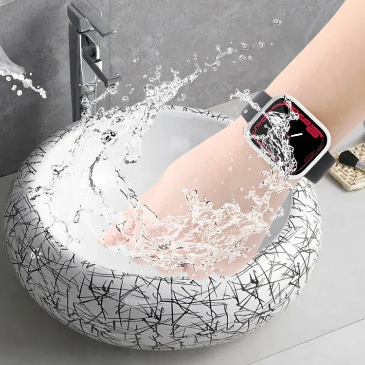 Wasserdichtes PC-Gehäuse mit gehärteter Folie, passend für Apple Watch Series 9 / 8 / 7 (41 mm) und Apple Watch Series 9 / 8 / 7 (45 mm).