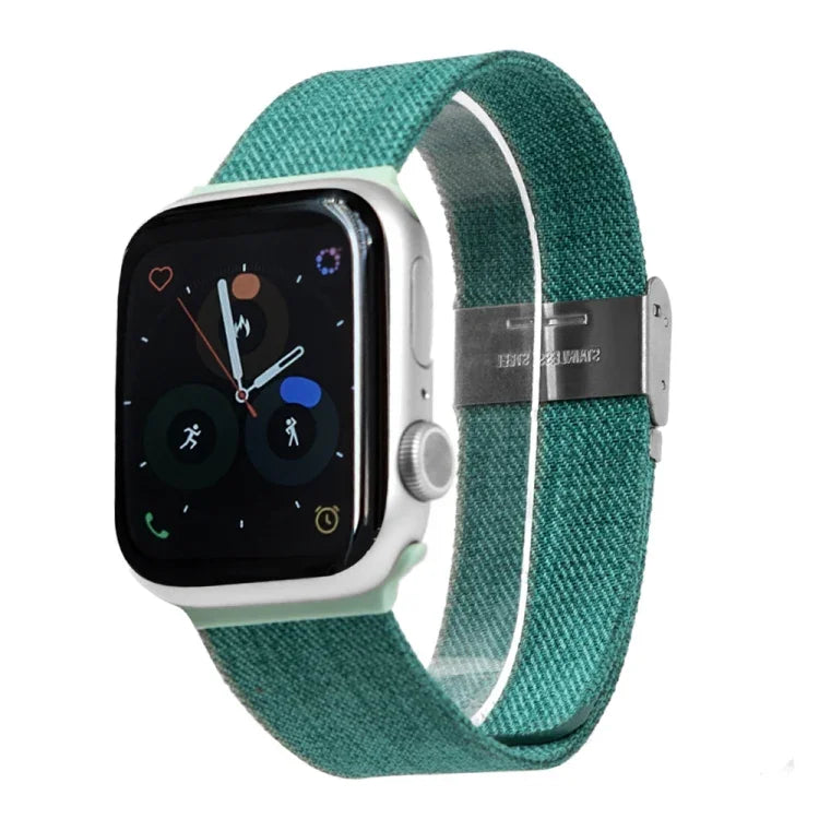 Stoffarmband für Apple Watch Series 7 (41 mm), 6, SE, 5 und 4 (40 mm), 3, 2 und 1 (38 mm), 7 (45 mm), 6, SE, 5 und 4 (44 mm) sowie 3, 2 und 1 (42 mm)