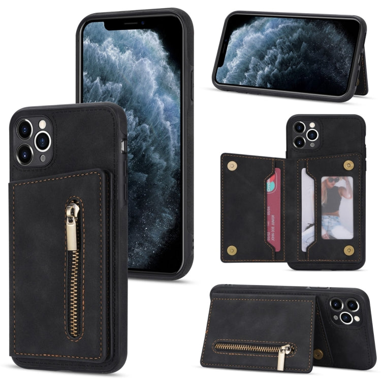 Zipper Card Holder Phone Case, For iPhone 11 Pro Max, For iPhone X / XS, For iPhone XR, For iPhone XS Max, For iPhone SE 2022 / 2020 / 8 / 7, For iPhone 8 Plus / 7 Plus, For iPhone 12 Pro, For iPhone 12 mini