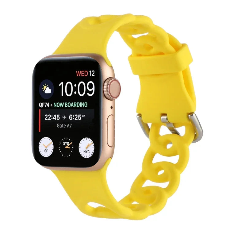 Silikonarmband mit Hohlstruktur für Apple Watch Series 7 (41 mm), 6, SE, 5 und 4 (40 mm), 3, 2 und 1 (38 mm), 7 (45 mm), 6, SE, 5 und 4 (44 mm) sowie 3, 2 und 1 (42 mm)
