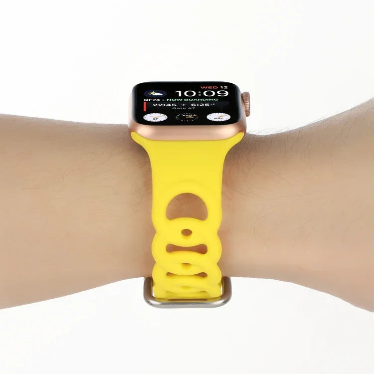 Hollow Silicone Watch Band For Apple Watch Series, 7 41mm / 6&SE&5&4 40mm / 3&2&1 38mm, 7 45mm / 6&SE&5&4 44mm / 3&2&1 42mm