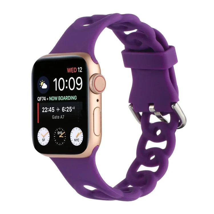 Hollow Silicone Watch Band For Apple Watch Series, 7 41mm / 6&SE&5&4 40mm / 3&2&1 38mm, 7 45mm / 6&SE&5&4 44mm / 3&2&1 42mm