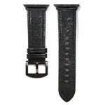 Glitzerndes Echtleder-Uhrenarmband für Apple Watch Series 7 (41 mm), 6, SE, 5 und 4 (40 mm), 3, 2 und 1 (38 mm), 7 (45 mm), 6, SE, 5 und 4 (44 mm) sowie 3, 2 und 1 (42 mm)