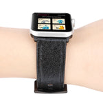 Glitzerndes Echtleder-Uhrenarmband für Apple Watch Series 7 (41 mm), 6, SE, 5 und 4 (40 mm), 3, 2 und 1 (38 mm), 7 (45 mm), 6, SE, 5 und 4 (44 mm) sowie 3, 2 und 1 (42 mm)