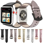 Glitzerndes Echtleder-Uhrenarmband für Apple Watch Series 7 (41 mm), 6, SE, 5 und 4 (40 mm), 3, 2 und 1 (38 mm), 7 (45 mm), 6, SE, 5 und 4 (44 mm) sowie 3, 2 und 1 (42 mm)