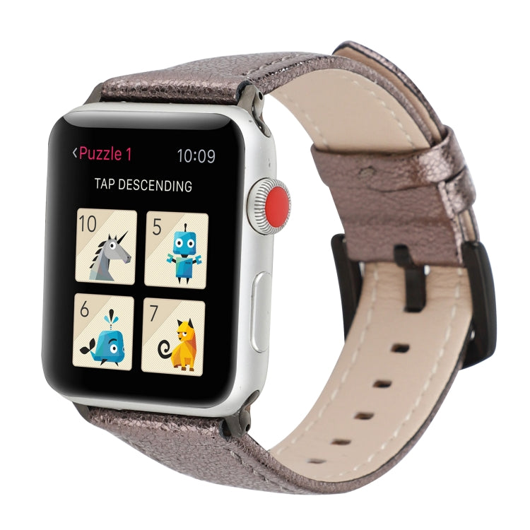 Glitzerndes Echtleder-Uhrenarmband für Apple Watch Series 7 (41 mm), 6, SE, 5 und 4 (40 mm), 3, 2 und 1 (38 mm), 7 (45 mm), 6, SE, 5 und 4 (44 mm) sowie 3, 2 und 1 (42 mm)
