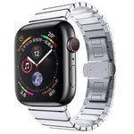 Ein-Perlen-Schmetterlingsschließe-Armband aus Stahl für Apple Watch Series, Für Apple Watch Series 8&7 41mm, Für Apple Watch Ultra 49mm / Series 8&7 45mm, 7 41mm / 6&SE&5&4 40mm / 3&2&1 38mm, 7 45mm / 6&SE&5&4 44mm / 3&2&1 42mm