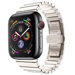 Ein-Perlen-Schmetterlingsschließe-Armband aus Stahl für Apple Watch Series, Für Apple Watch Series 8&7 41mm, Für Apple Watch Ultra 49mm / Series 8&7 45mm, 7 41mm / 6&SE&5&4 40mm / 3&2&1 38mm, 7 45mm / 6&SE&5&4 44mm / 3&2&1 42mm