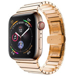 Ein-Perlen-Schmetterlingsschließe-Armband aus Stahl für Apple Watch Series, Für Apple Watch Series 8&7 41mm, Für Apple Watch Ultra 49mm / Series 8&7 45mm, 7 41mm / 6&SE&5&4 40mm / 3&2&1 38mm, 7 45mm / 6&SE&5&4 44mm / 3&2&1 42mm