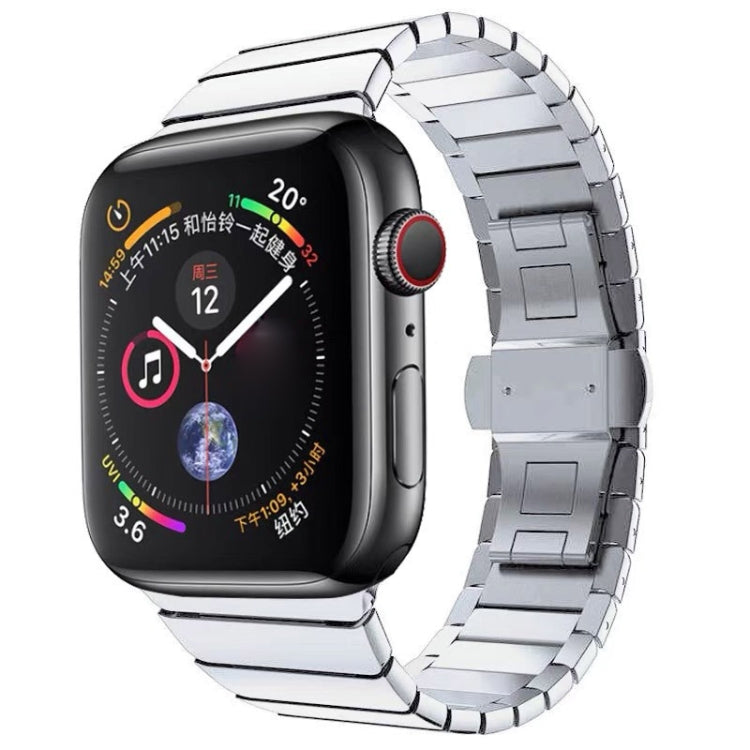 Ein-Perlen-Schmetterlingsschließe-Armband aus Stahl für Apple Watch Series, Für Apple Watch Series 8&7 41mm, Für Apple Watch Ultra 49mm / Series 8&7 45mm, 7 41mm / 6&SE&5&4 40mm / 3&2&1 38mm, 7 45mm / 6&SE&5&4 44mm / 3&2&1 42mm