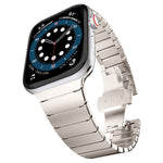 Ein-Perlen-Schmetterlingsschließe-Armband aus Stahl für Apple Watch Series, Für Apple Watch Series 8&7 41mm, Für Apple Watch Ultra 49mm / Series 8&7 45mm, 7 41mm / 6&SE&5&4 40mm / 3&2&1 38mm, 7 45mm / 6&SE&5&4 44mm / 3&2&1 42mm