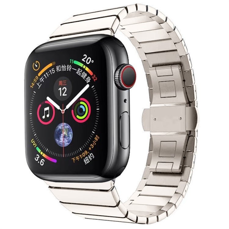 Ein-Perlen-Schmetterlingsschließe-Armband aus Stahl für Apple Watch Series, Für Apple Watch Series 8&7 41mm, Für Apple Watch Ultra 49mm / Series 8&7 45mm, 7 41mm / 6&SE&5&4 40mm / 3&2&1 38mm, 7 45mm / 6&SE&5&4 44mm / 3&2&1 42mm