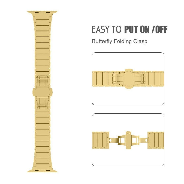 Ein-Perlen-Schmetterlingsschließe-Armband aus Stahl für Apple Watch Series, Für Apple Watch Series 8&7 41mm, Für Apple Watch Ultra 49mm / Series 8&7 45mm, 7 41mm / 6&SE&5&4 40mm / 3&2&1 38mm, 7 45mm / 6&SE&5&4 44mm / 3&2&1 42mm