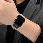 Ein-Perlen-Schmetterlingsschließe-Armband aus Stahl für Apple Watch Series, Für Apple Watch Series 8&7 41mm, Für Apple Watch Ultra 49mm / Series 8&7 45mm, 7 41mm / 6&SE&5&4 40mm / 3&2&1 38mm, 7 45mm / 6&SE&5&4 44mm / 3&2&1 42mm