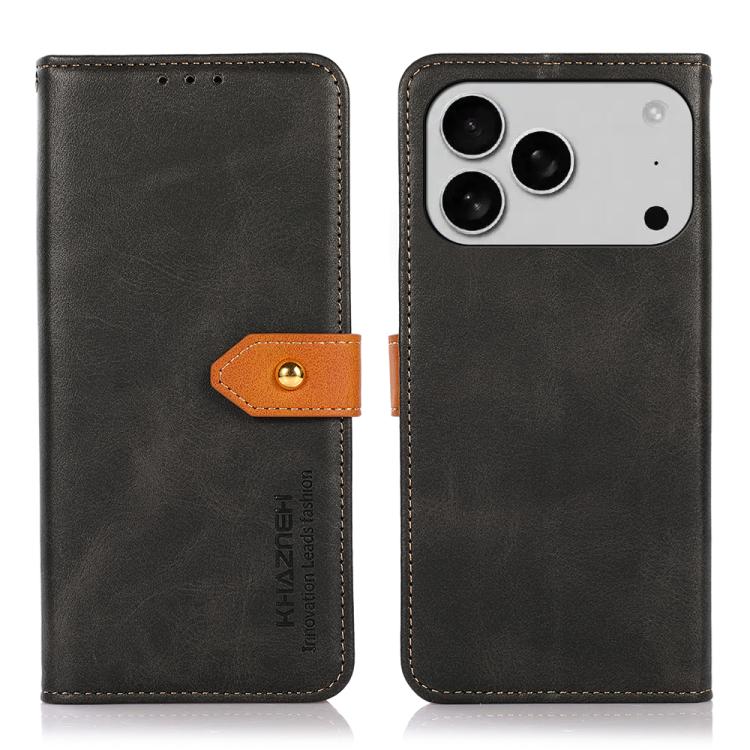 KHAZNEH Dual-color Cowhide Texture Flip Leather Phone Case, For iPhone 18 Pro / 17 Pro, For iPhone 18 Pro Max / 17 Pro Max, For iPhone 17e / 16e, For iPhone 17, For iPhone Air, For iPhone 16 Pro Max, For iPhone 16 Pro, For iPhone 16 Plus, For iPhone 16...
