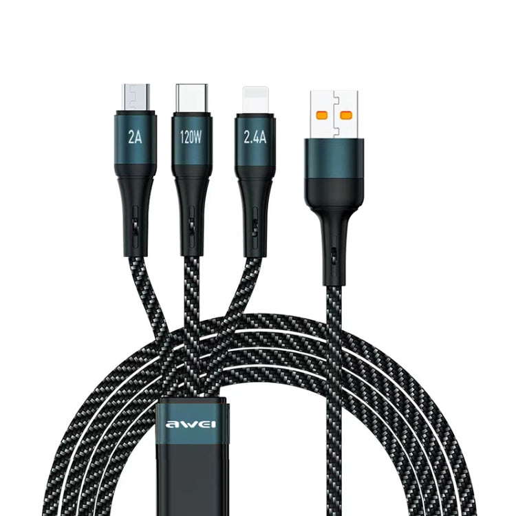 awei CL-972 Type-C / USB-C + 8 Pin + Micro USB 3 in 1 Schnelllade-Datenkabel, Länge: 1,2m