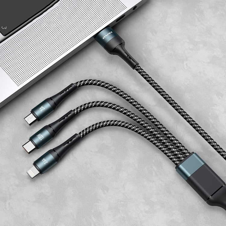 awei CL-972 Type-C / USB-C + 8 Pin + Micro USB 3 in 1 Schnelllade-Datenkabel, Länge: 1,2m