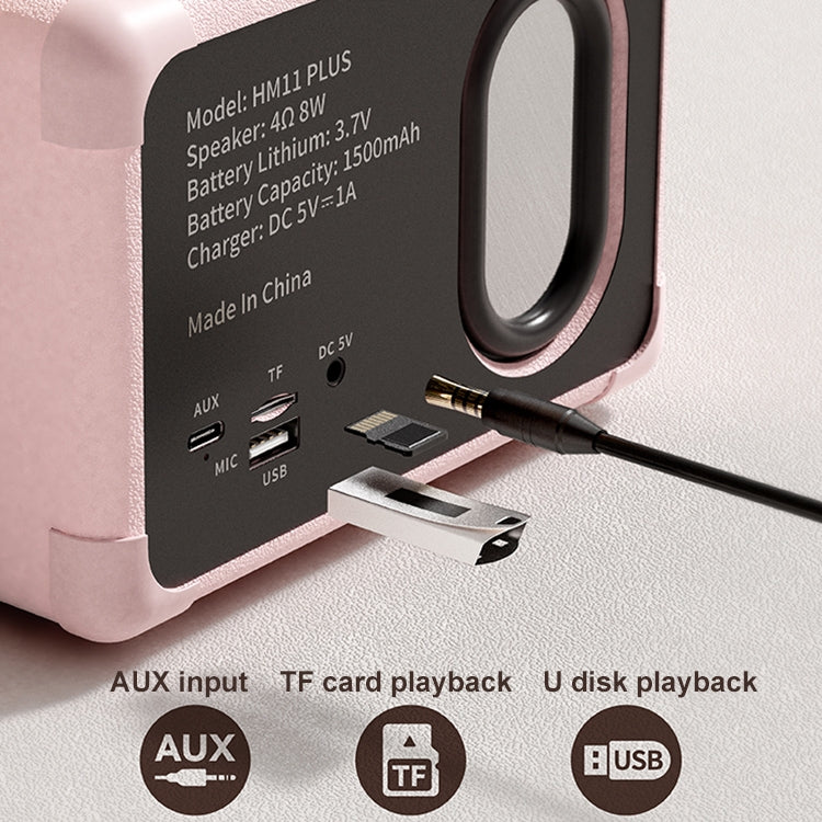 HM11 PLUS Tragbarer HIFI Mini Retro Kabelloser Bluetooth Lautsprecher, HM11 PLUS (Gelb), HM11 PLUS (Schwarz), HM11 PLUS (Lila), HM11 PLUS (Pink), HM11 PLUS (Grün)