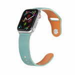 Silbernes Lederarmband mit Nagelschnalle für Apple Watch Series 7 (41 mm), 6, SE, 5, 4 (40 mm), 3, 2, 1 (38 mm) und 7 (45 mm), 6, SE, 5, 4 (44 mm) sowie 3, 2, 1 (42 mm).
