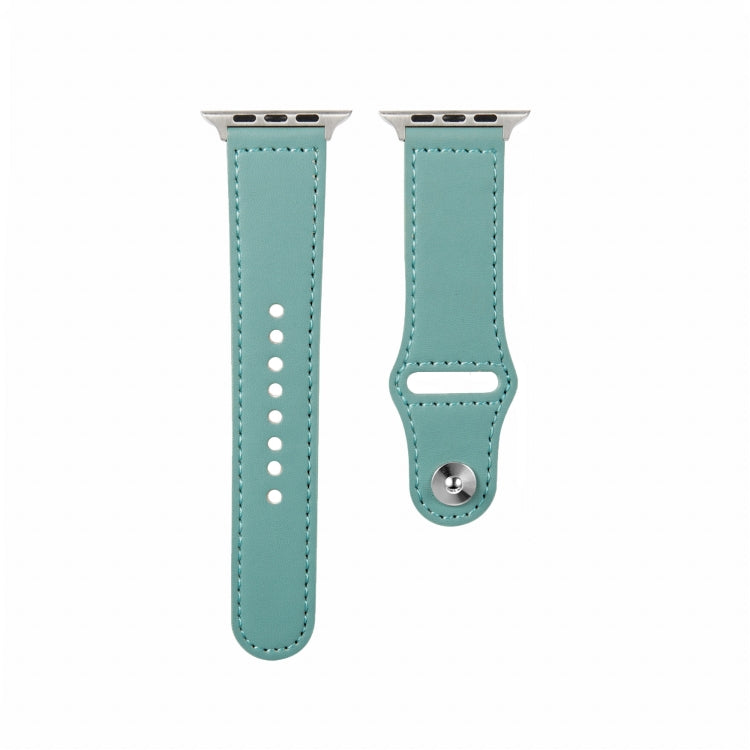 Silbernes Lederarmband mit Nagelschnalle für Apple Watch Series 7 (41 mm), 6, SE, 5, 4 (40 mm), 3, 2, 1 (38 mm) und 7 (45 mm), 6, SE, 5, 4 (44 mm) sowie 3, 2, 1 (42 mm).
