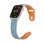 Silbernes Lederarmband mit Nagelschnalle für Apple Watch Series 7 (41 mm), 6, SE, 5, 4 (40 mm), 3, 2, 1 (38 mm) und 7 (45 mm), 6, SE, 5, 4 (44 mm) sowie 3, 2, 1 (42 mm).