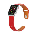 Silbernes Lederarmband mit Nagelschnalle für Apple Watch Series 7 (41 mm), 6, SE, 5, 4 (40 mm), 3, 2, 1 (38 mm) und 7 (45 mm), 6, SE, 5, 4 (44 mm) sowie 3, 2, 1 (42 mm).