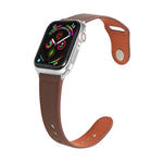 Silbernes Lederarmband mit Nagelschnalle für Apple Watch Series 7 (41 mm), 6, SE, 5, 4 (40 mm), 3, 2, 1 (38 mm) und 7 (45 mm), 6, SE, 5, 4 (44 mm) sowie 3, 2, 1 (42 mm).