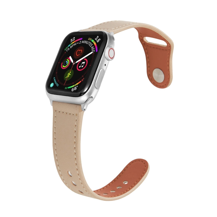 Silbernes Lederarmband mit Nagelschnalle für Apple Watch Series 7 (41 mm), 6, SE, 5, 4 (40 mm), 3, 2, 1 (38 mm) und 7 (45 mm), 6, SE, 5, 4 (44 mm) sowie 3, 2, 1 (42 mm).