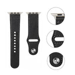 Silbernes Lederarmband mit Nagelschnalle für Apple Watch Series 7 (41 mm), 6, SE, 5, 4 (40 mm), 3, 2, 1 (38 mm) und 7 (45 mm), 6, SE, 5, 4 (44 mm) sowie 3, 2, 1 (42 mm).