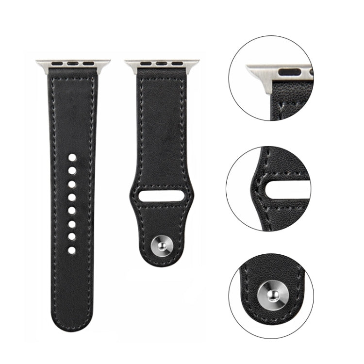 Silbernes Lederarmband mit Nagelschnalle für Apple Watch Series 7 (41 mm), 6, SE, 5, 4 (40 mm), 3, 2, 1 (38 mm) und 7 (45 mm), 6, SE, 5, 4 (44 mm) sowie 3, 2, 1 (42 mm).