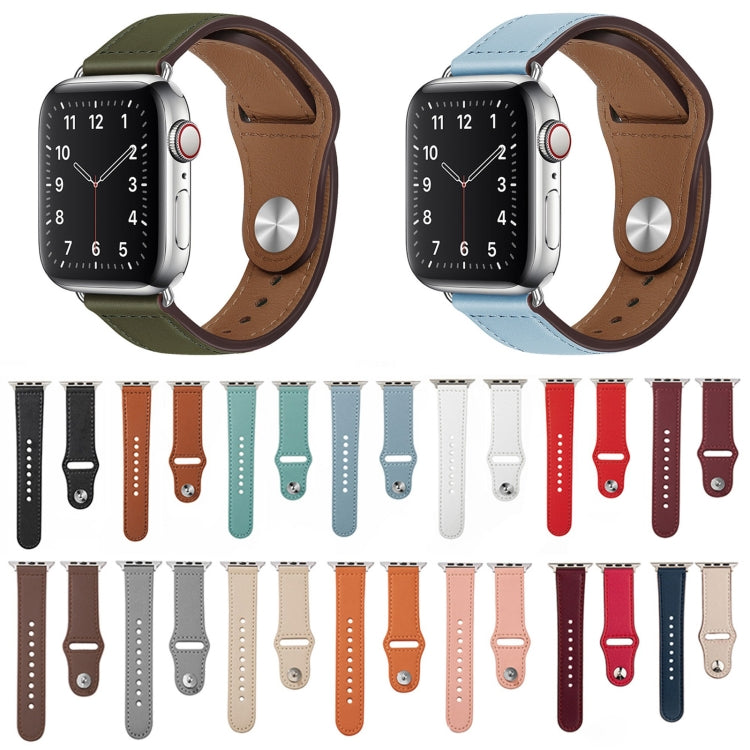 Silbernes Lederarmband mit Nagelschnalle für Apple Watch Series 7 (41 mm), 6, SE, 5, 4 (40 mm), 3, 2, 1 (38 mm) und 7 (45 mm), 6, SE, 5, 4 (44 mm) sowie 3, 2, 1 (42 mm).