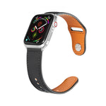 Silbernes Lederarmband mit Nagelschnalle für Apple Watch Series 7 (41 mm), 6, SE, 5, 4 (40 mm), 3, 2, 1 (38 mm) und 7 (45 mm), 6, SE, 5, 4 (44 mm) sowie 3, 2, 1 (42 mm).