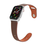 Nail Silver Buckle Leather Watch Band For Apple Watch Series, 7 41mm / 6&SE&5&4 40mm / 3&2&1 38mm, 7 45mm / 6&SE&5&4 44mm / 3&2&1 42mm
