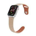 Silbernes Lederarmband mit Nagelschnalle für Apple Watch Series 7 (41 mm), 6, SE, 5, 4 (40 mm), 3, 2, 1 (38 mm) und 7 (45 mm), 6, SE, 5, 4 (44 mm) sowie 3, 2, 1 (42 mm).