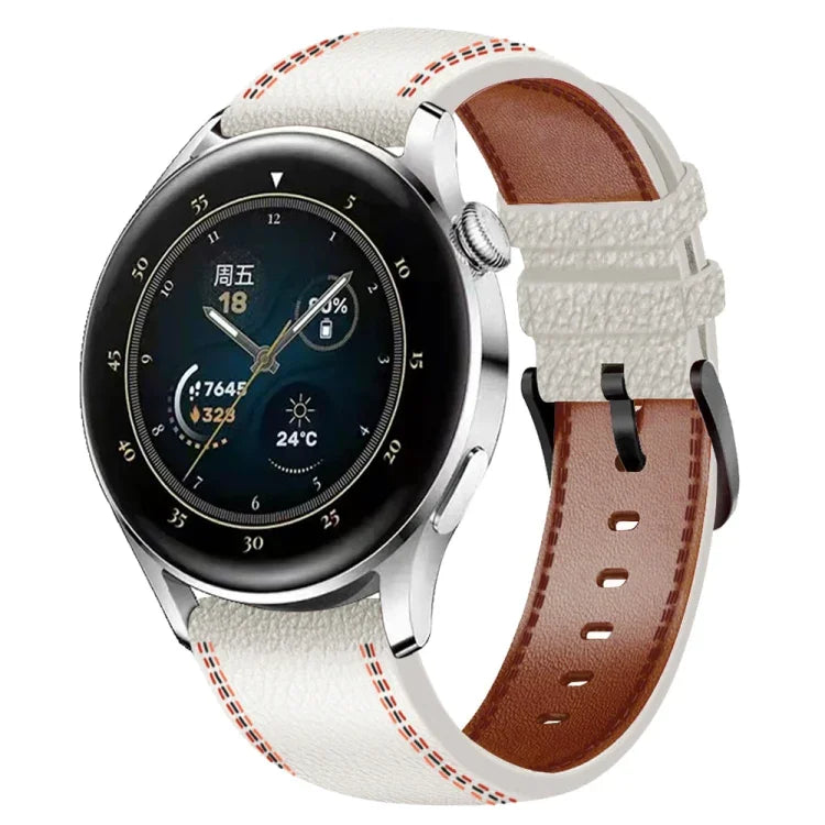 Nähfaden-Armband aus echtem Leder, für Samsung Galaxy Watch 3 45mm, für Huawei Watch GT 3 46mm