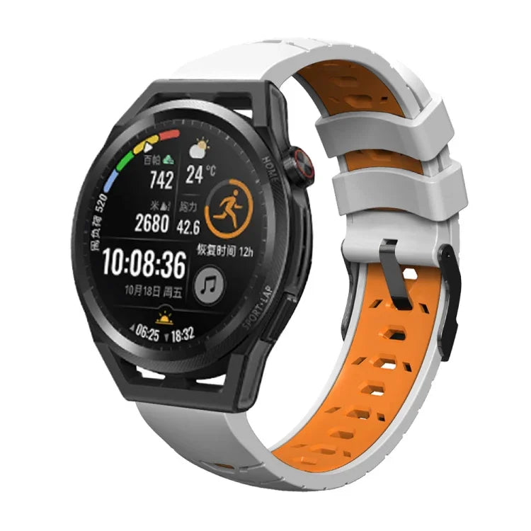 Trapezförmiges Silikon-Uhrenarmband mit dreireihiger Lochung, für Samsung Galaxy Watch 4 / Watch4 Classic, Samsung Galaxy Watch 42 mm, Samsung Galaxy Watch 46 mm, Samsung Galaxy Watch Active