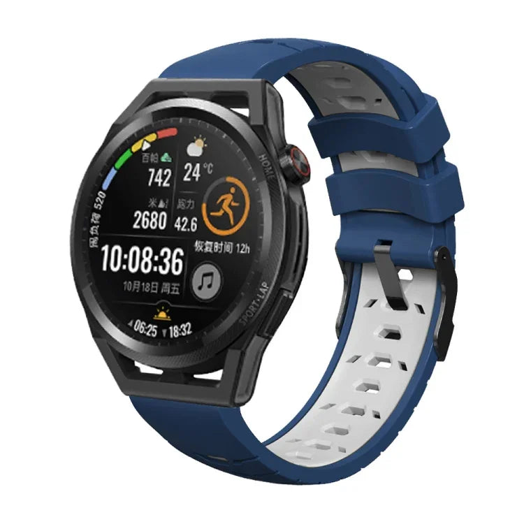 Trapezförmiges Silikon-Uhrenarmband mit dreireihiger Lochung, für Samsung Galaxy Watch 4 / Watch4 Classic, Samsung Galaxy Watch 42 mm, Samsung Galaxy Watch 46 mm, Samsung Galaxy Watch Active